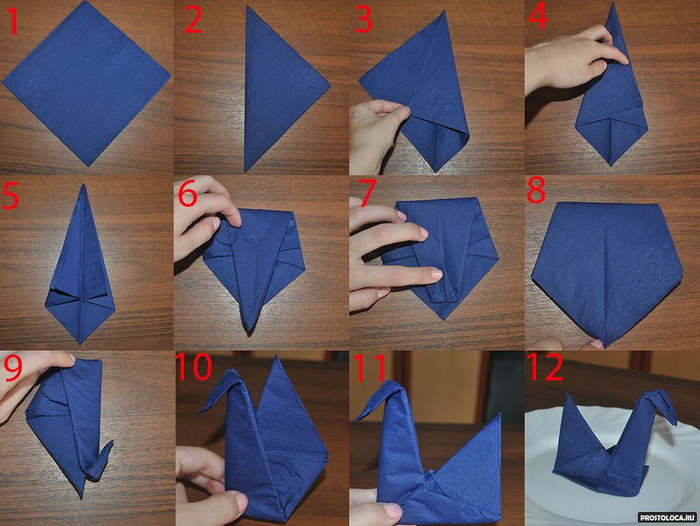 оригами из салфеток лебедь