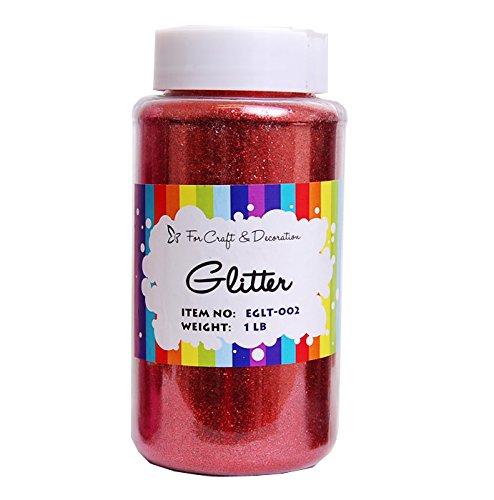 Craft and Party, 1 pound bottled Craft Glitter for Craft and Decoration (Red)