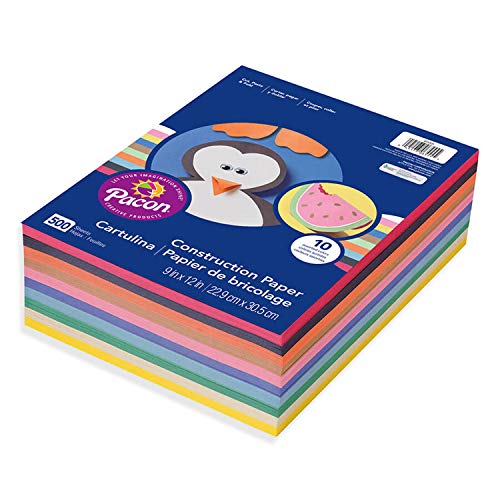 Pacon PAC6555 Lightweight Construction Paper, 10 Assorted Colors, 9