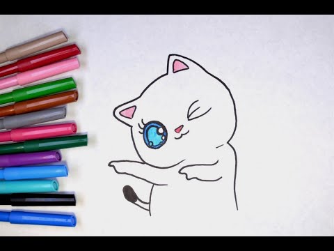 Как рисовать кота фломастером. Крутой кот рисунок. How to Draw a Kitten