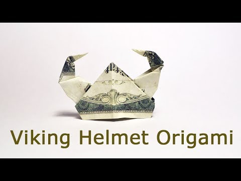Very Easy Money VIKING HELMET Origami Dollar Tutorial DIY Folded No glue and tape