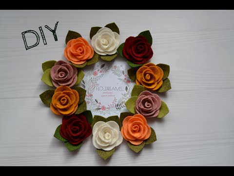 Цветок Розы из фетра - Видео урок для начинающих - DIY crafts: FELT ROSES