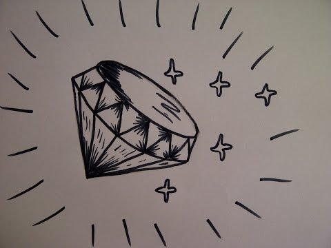 Как нарисовать бриллиант (алмаз, крисстал) Уроки рисования для начинающих и детей