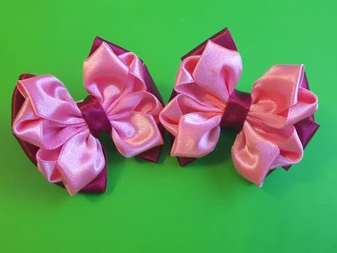 Бантики из атласной ленты 2,5 см.Beautiful bow of satin ribbons.