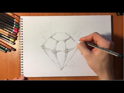 Бриллиант карандашом #1 Как нарисовать бриллиант