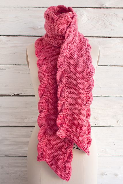 Free knitting pattern for Bias Scarf with Ribbed Cables and more scarf knitting patterns