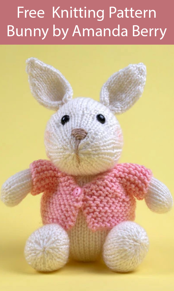 Free Knitting Pattern for Bunny by Amanda Berry. $5 Kit Available