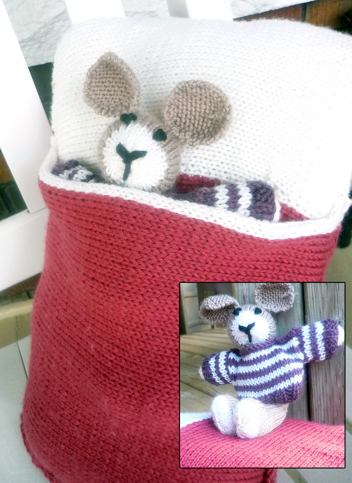 Free Knitting Pattern of Bunny in a Pillow