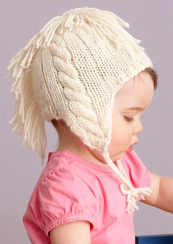 Free knitting pattern for Cabled And Fringed Hat