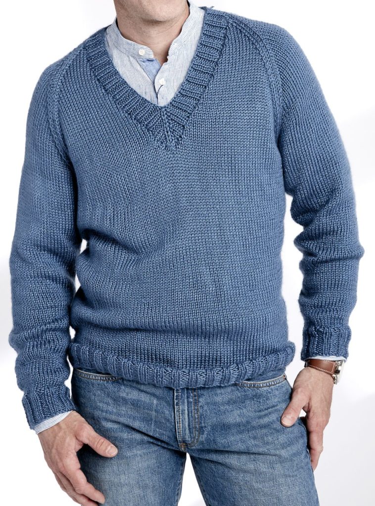 Free Knitting Pattern for V Neck Pullover