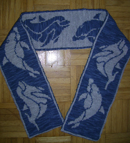 Free knitting pattern for Dolphin Double Knit Scarf and more sea creature knitting patterns