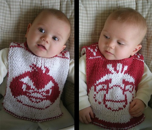 Down With Pigs Baby Bib Free Knitting Pattern