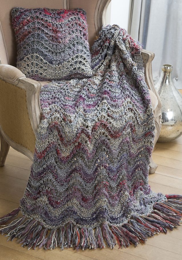 Free Knitting Pattern for Elegant Lapghan and Pillow