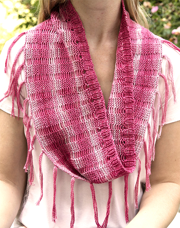 Free Knitting Pattern for Fringed Drop Stitch Cowl