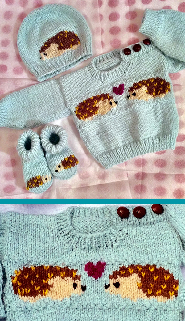 Knitting Pattern for Hedgehog Baby Sweater Set