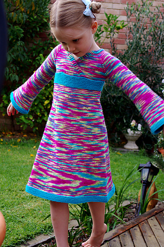 Free knitting pattern for Oriental Lily Dress for child sizes