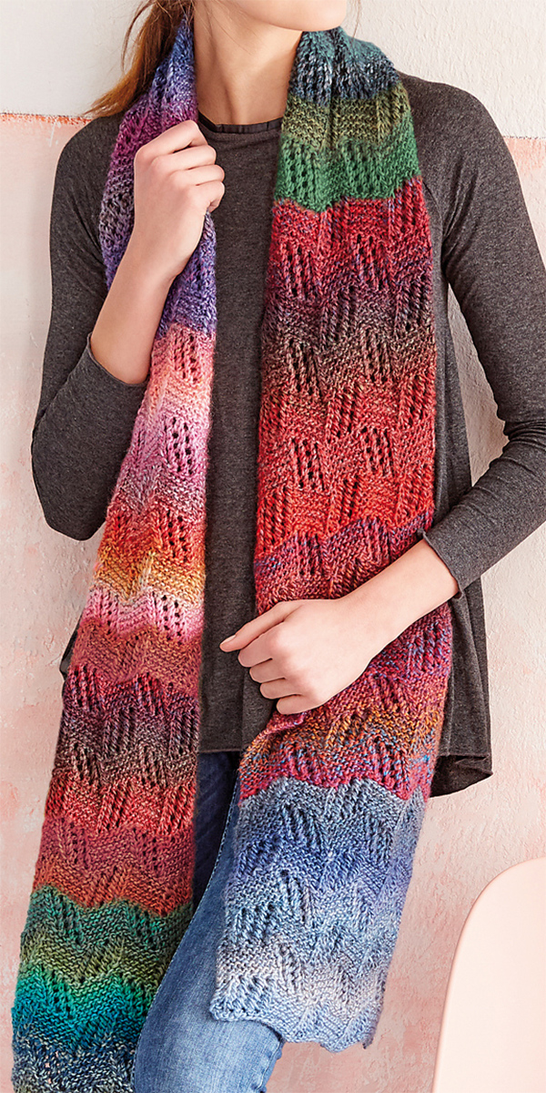 Free Knitting Pattern for Lace Stripe Scarf