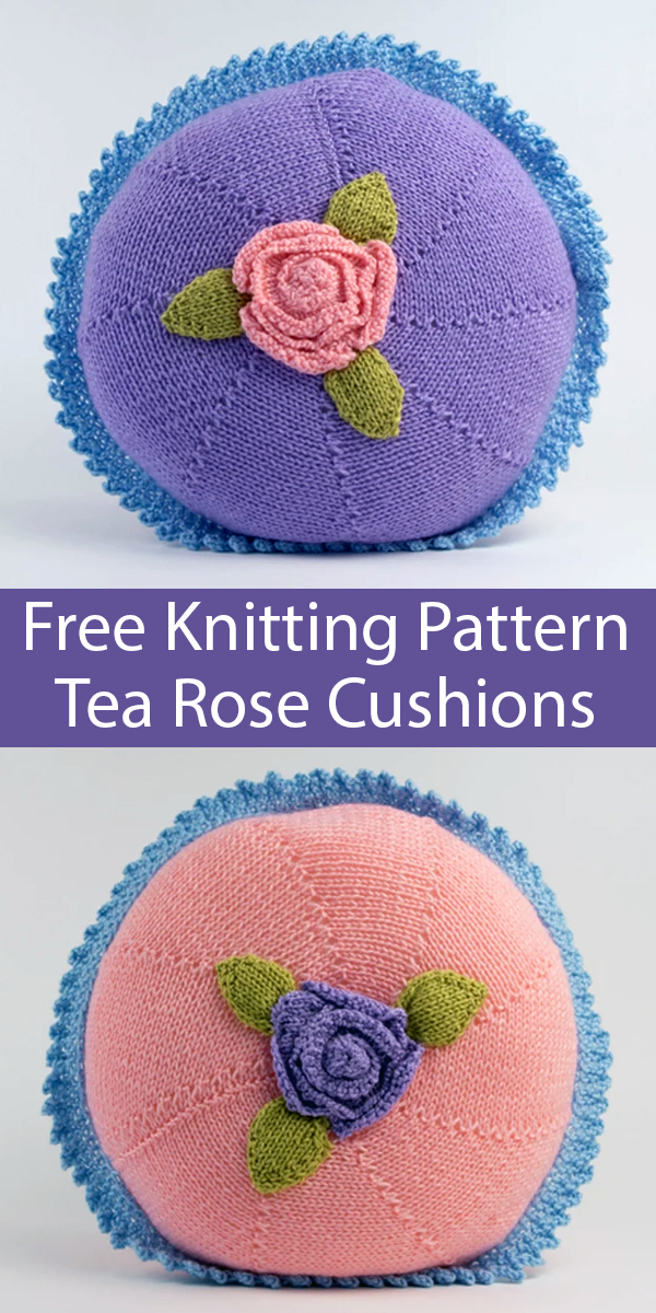 Free Knitting Pattern for Shabby Chic Tea Rose Cushions or Kit