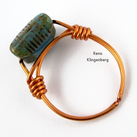 Finished ring - Adjustable Wire-Wrap Bead Ring - Tutorial by Rena Klingenberg