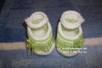 Пинетки - туфельки, связанные спицами. Вязание спицами.