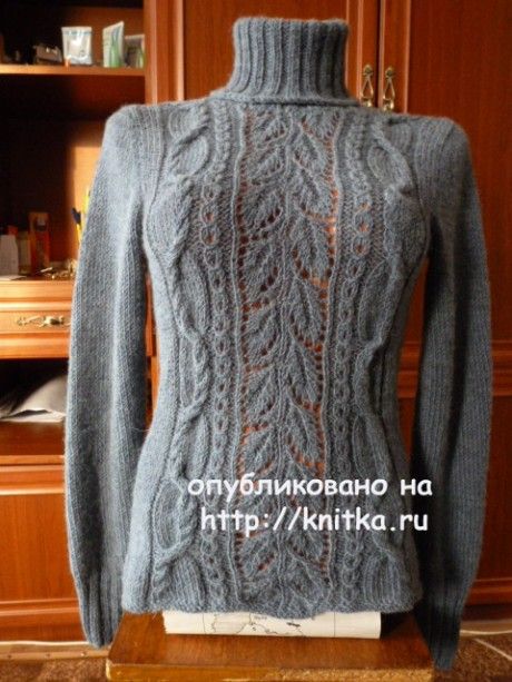 Женский свитер спицами. Работа Марины Ефименко. Вязание спицами.