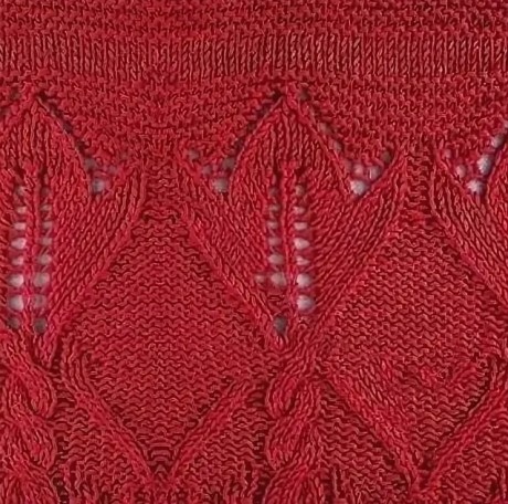 Ажурный узор для вязания спицами с цветами и косами