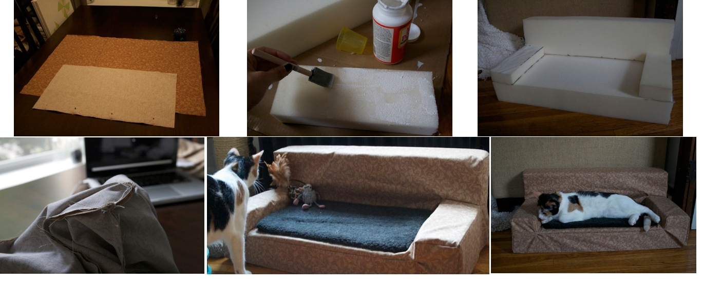 Диванчик для кошки из поролона и ткани своими руками