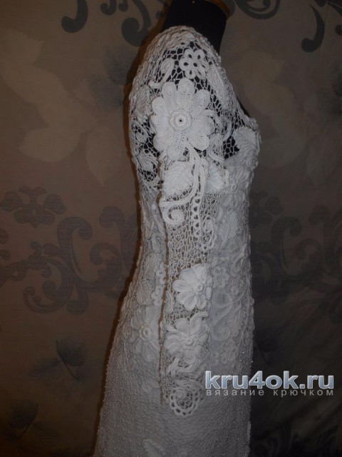 Свадебное платье в стиле ирландского кружева. Работа Светланы вязание и схемы вязания