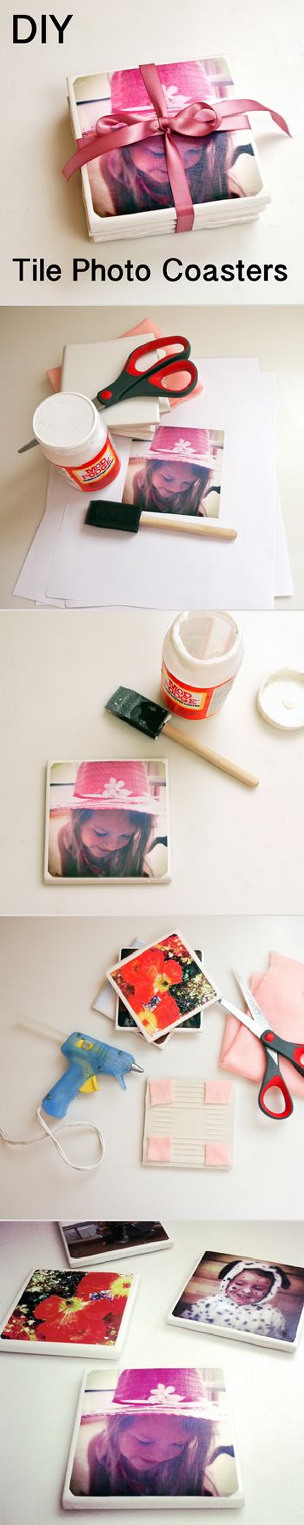 DIY Tile Photo Coasters. Photo gifts always make great gift idea, especially for mom, grandmo or  all the special mothers in your life.  