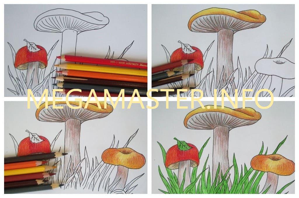 Рисунок с грибами (Шаг 3)