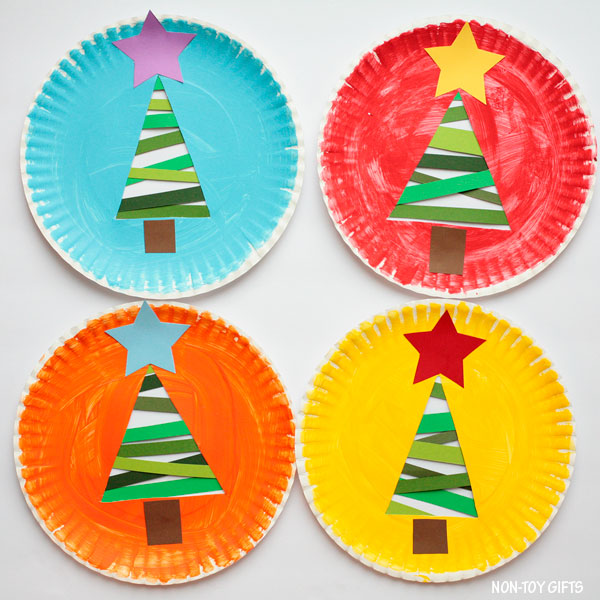 Paper strip Christmas tree craft for kids