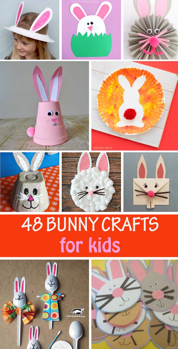Bunny crafts for kids: handprints, footptints, paper plate crafts, egg carton, envelopes, garlands and more