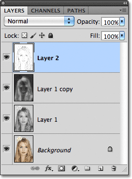 The layers have been merged onto a new layer. Image © 2011 Photoshop Essentials.com.