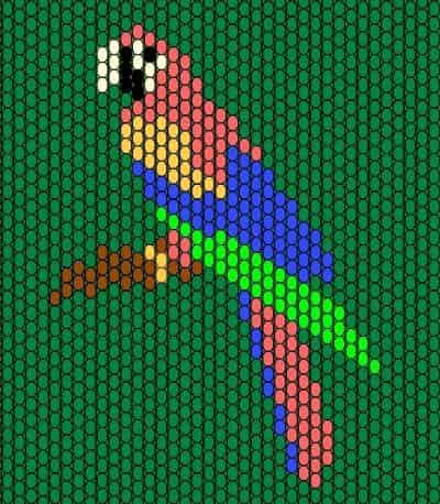 Картина - попугай из бисера