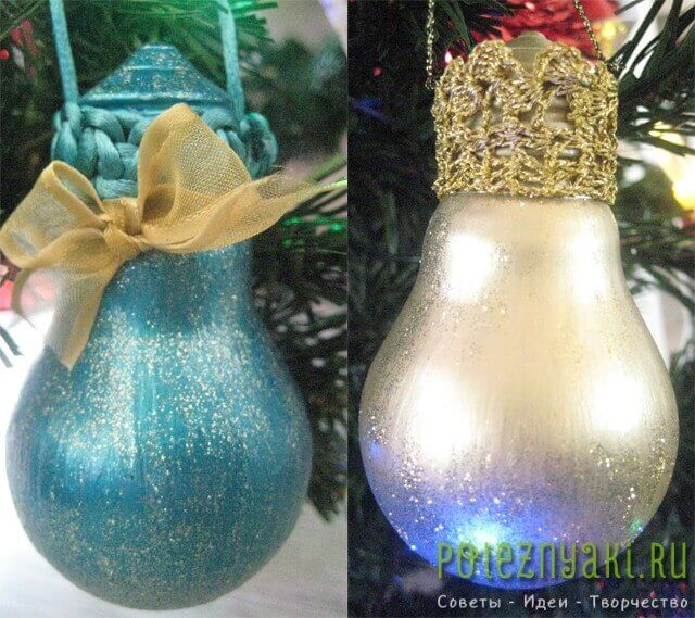 сделай сам рождественские идеи созданию украшений из лампочек 2