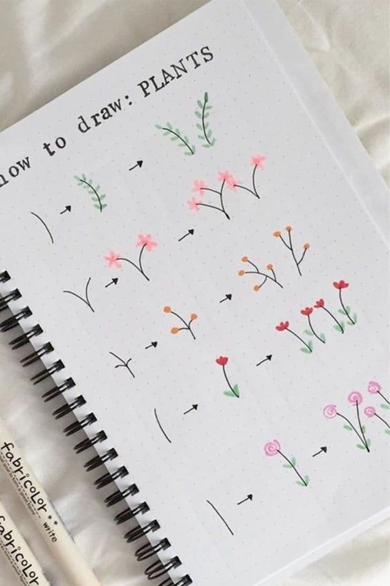 Красивые рисунки цветов для срисовки в свой дневник   40 лучших идей (1)