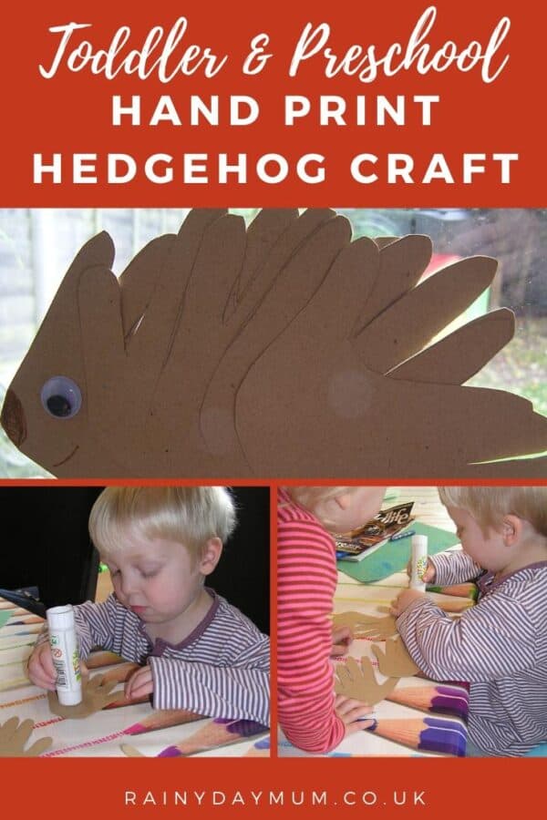 toddler and preschool hand print hedgehog craft to make