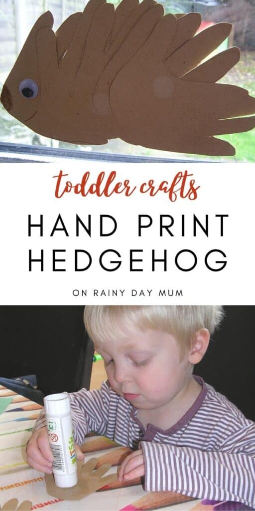 Toddler crafts - hand print hedgehogs