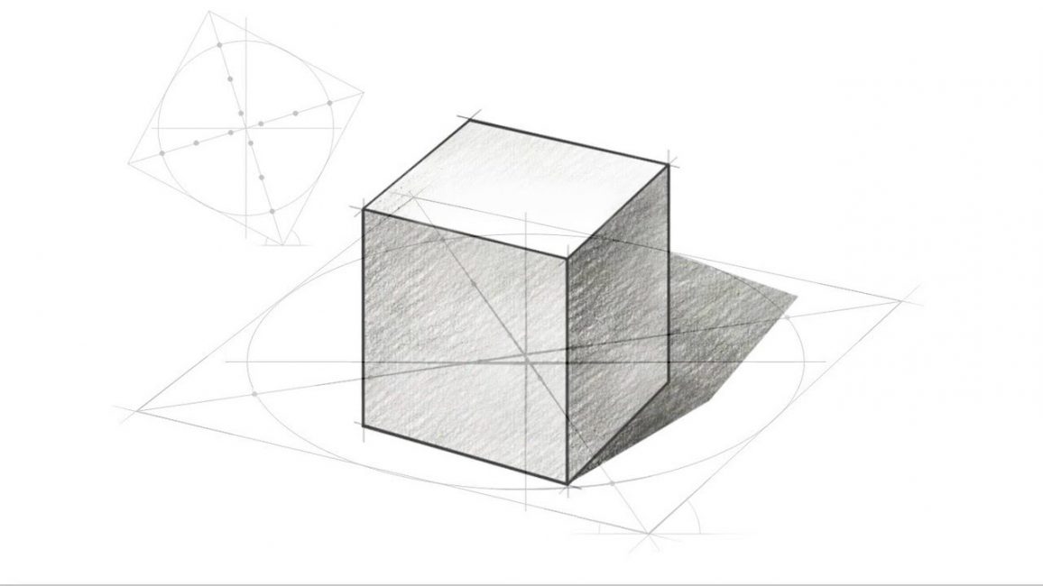 Куб, нарисованный карандашом