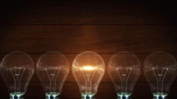 Лампочка Идея Лампочки Инновации Свет Яркий Edison Закусочная Декор Люстра Стоковый Видеоролик