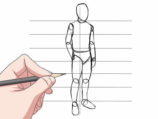 Как нарисовать человека - Вначале нарисуйте грубые очертания различных частей тела.