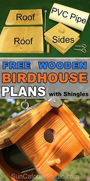 Easy DIY Wooden Bird Box Plans for backyard or garden. This nest box or bird house made from PVC pipe or a coffee can will attract bluebirds, swallow, chickadees, nuthatches, warblers, woodpeckers, and wrens.