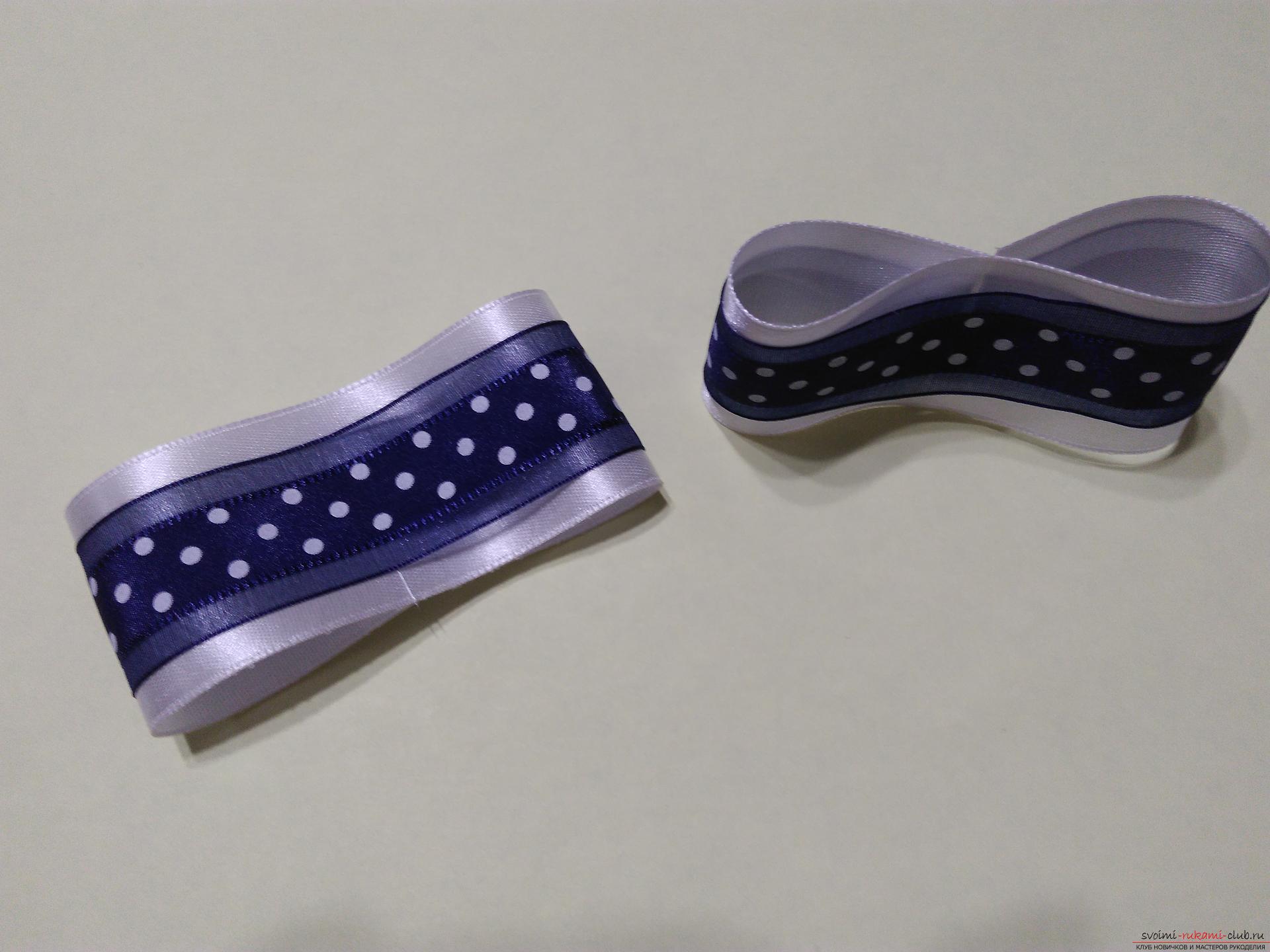 Красивый галстук канзаши послужит украшением школьной формы.. Фото №4