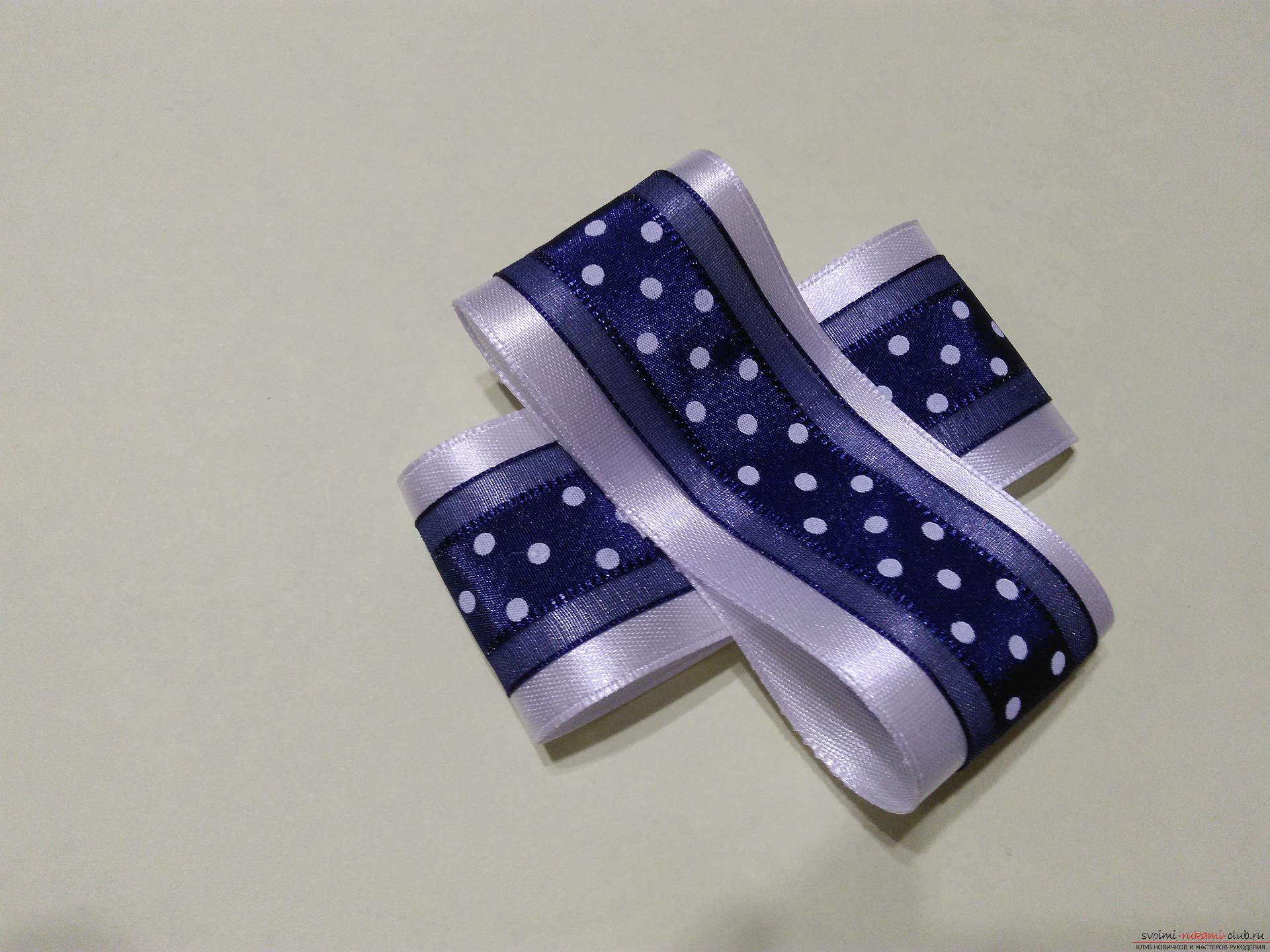 Красивый галстук канзаши послужит украшением школьной формы.. Фото №5