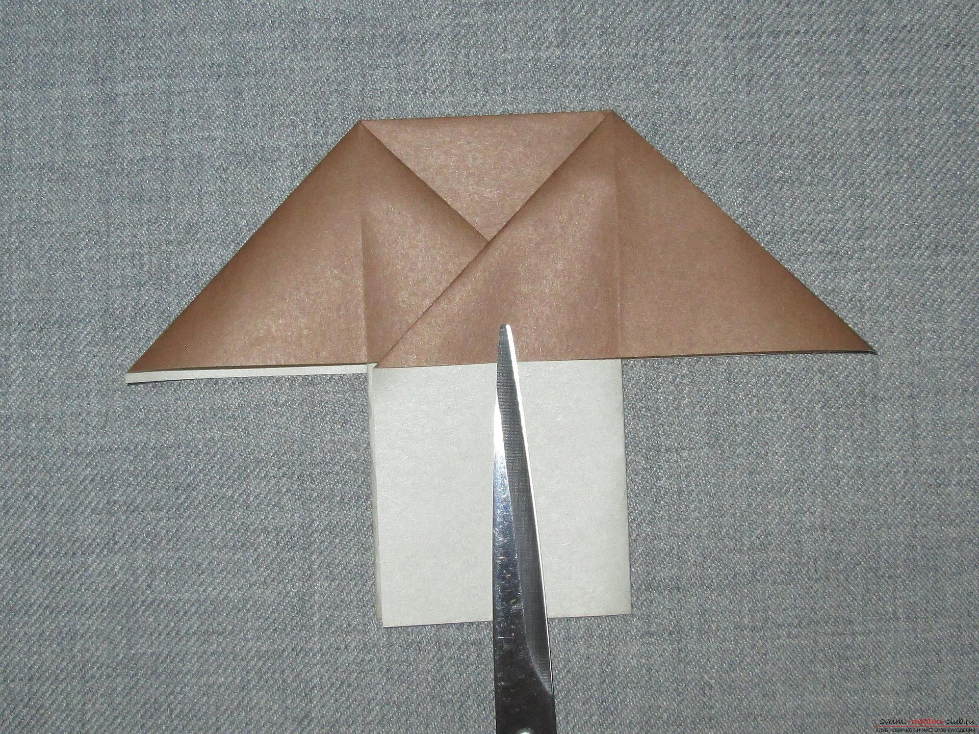 Этот подробный мастер-класс оригами для детей 8 лет научит как сделать оригами-гриб из бумаги.. Фото №7