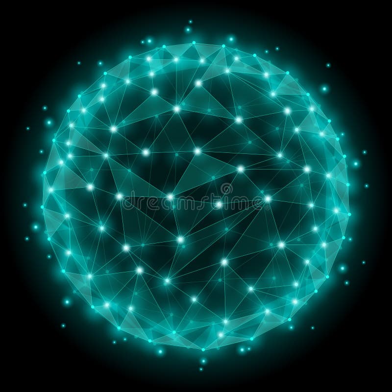 Abstract sphere with wireframe mesh polygonal. Abstract sphere wireframe mesh polygonal elements. Dot and web network, structure spherical. Vector illustration vector illustration
