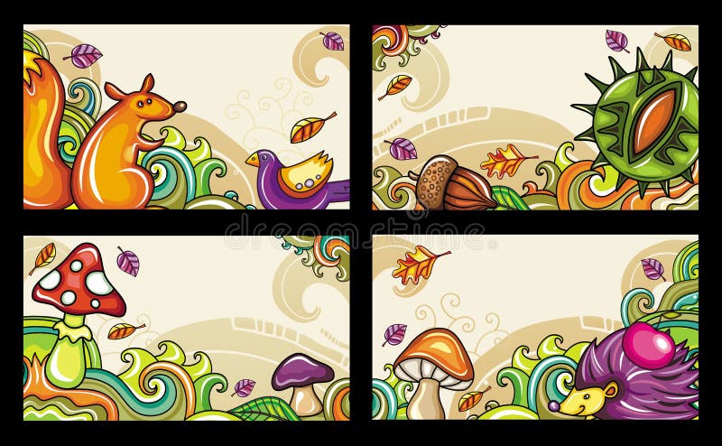 Autumnal cards series 1 stock illustration