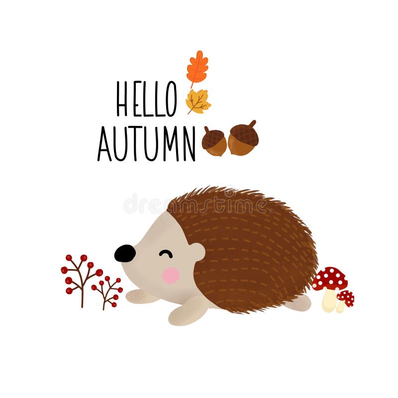Cute hedgehog in the autumn. vector illustration
