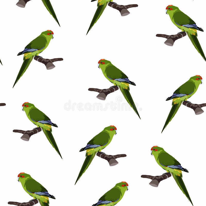 Green parrot seamless pattern on a white background for wallpaper. Green parrot seamless pattern on a white background for wallpaper, wrapping, packing, and royalty free illustration