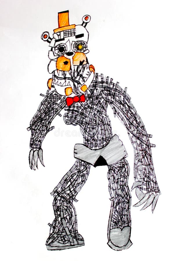 Bear Freddy Robot monster drawing. Fantasy royalty free stock images